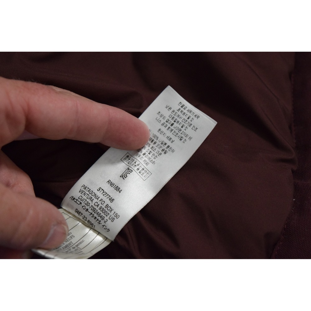 Patagonia Bivy Hooded Vest Small Burgundy Tan Down Insulated 27746 Womens Puffer - Picture 6 of 6
